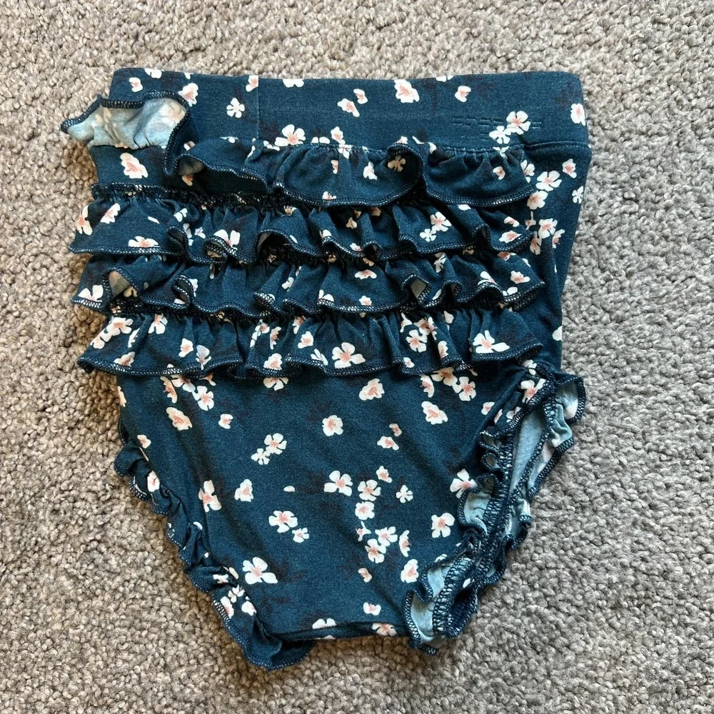 posh‎ peanut Baby Girl 18-24m blue bamboo Floral Ruffle Bloomers Diaper Cover